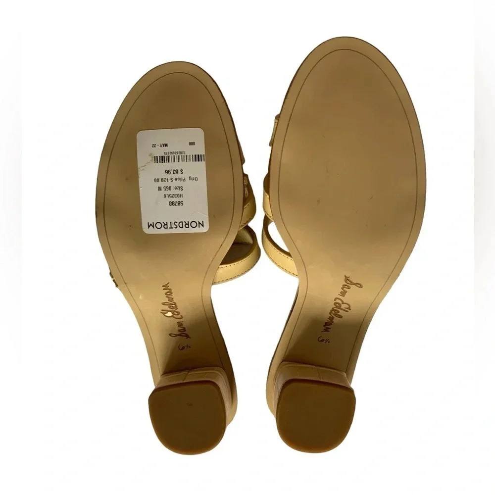 Sam Edelman Illie Eggshell Leather Slip On Open Rounded Toe Heels (6.5) - Picture 4 of 10
